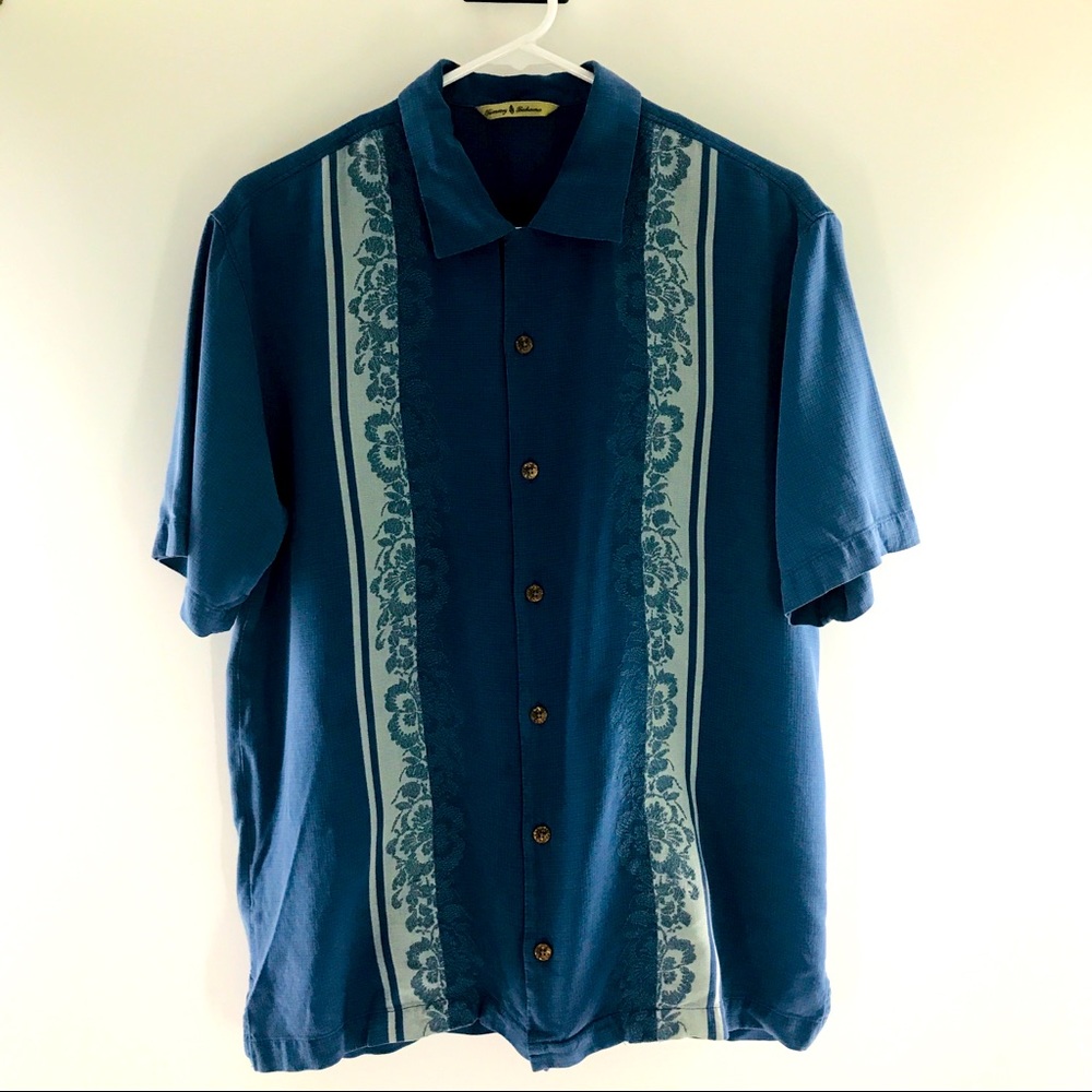 Tommy Bahama 100% Silk Embroidered Button Down